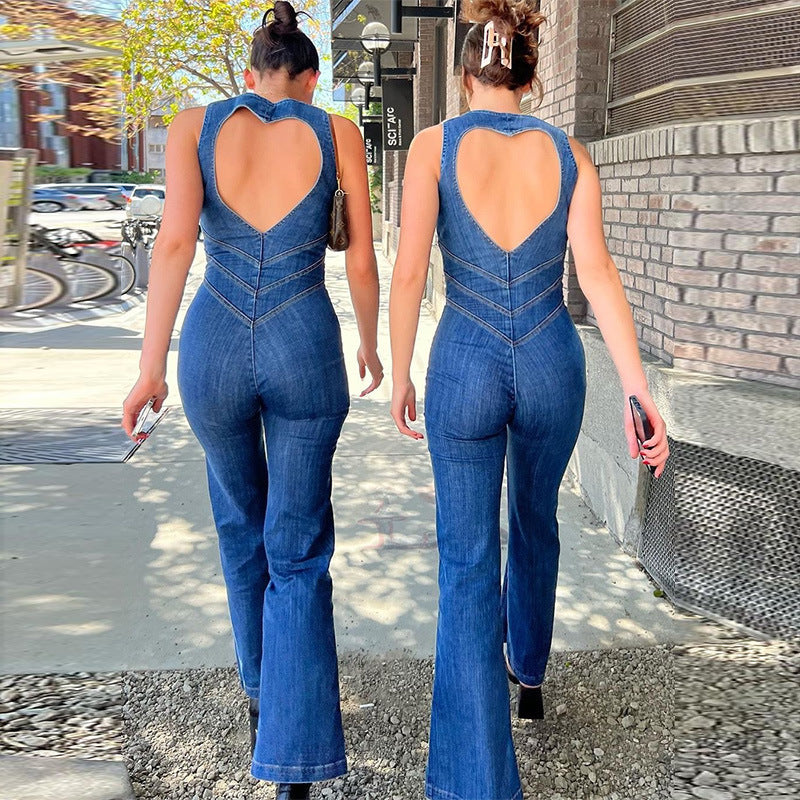 Heart Denim Jumpsuit